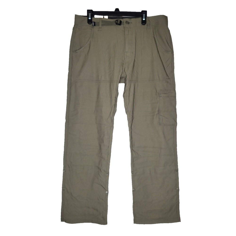 prAna Stretch Zion Pant II Men 35x30 Green Nylon Straight Climbing Hiking Vented